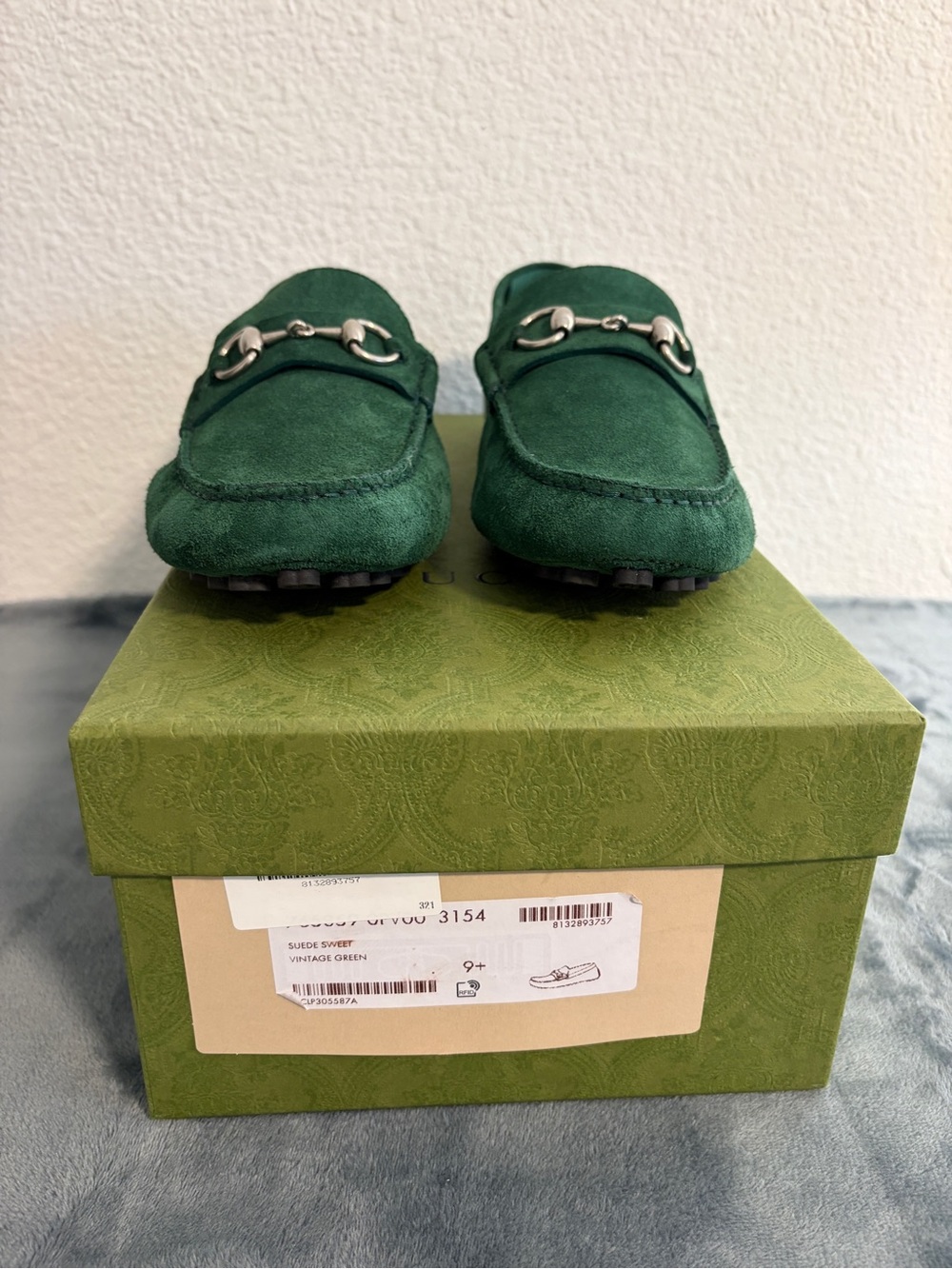Brand New Men’s Gucci Driver Horsebit Suede Vintage Green Sz 9.5 (US 10) - Picture 8 of 8